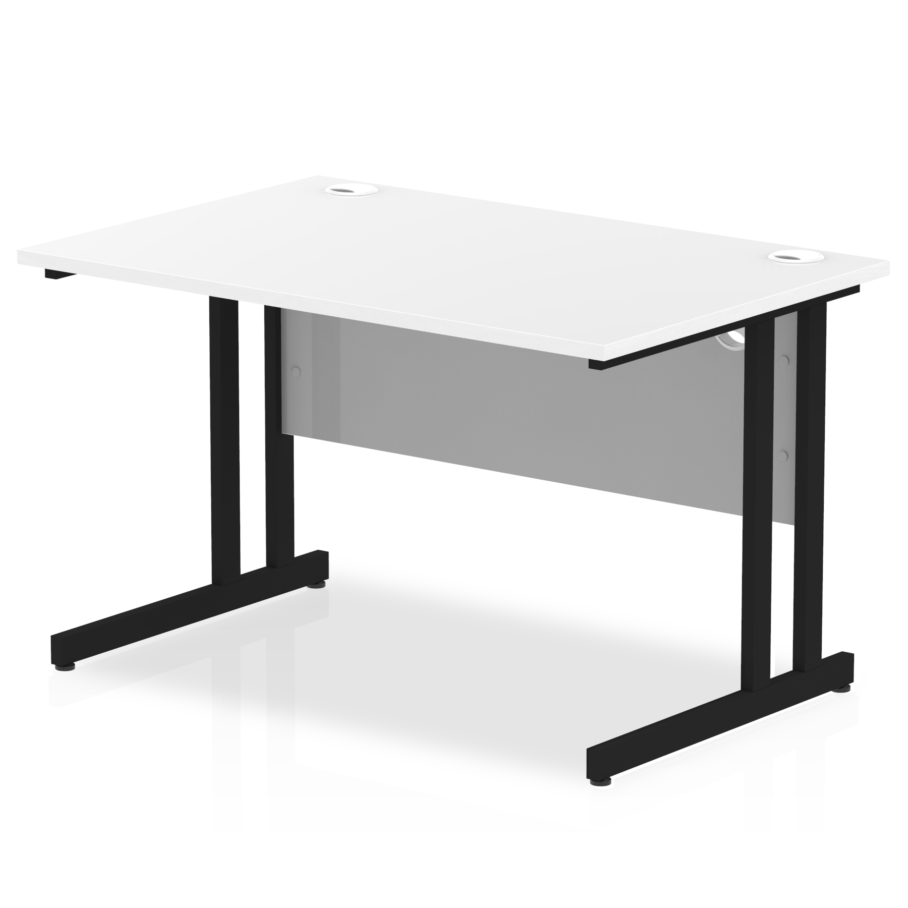 Impulse 800mm deep Straight Desk with White Top and Black Cantilever Leg - Price Crash Furniture