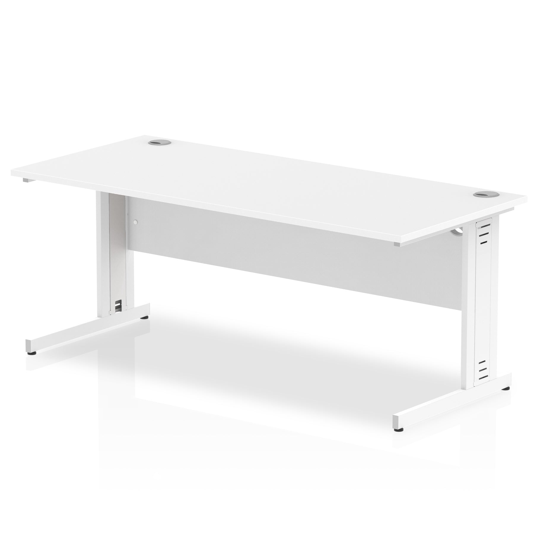 Impulse 800mm deep Straight Desk with White Top and White Cable Managed Leg - Price Crash Furniture