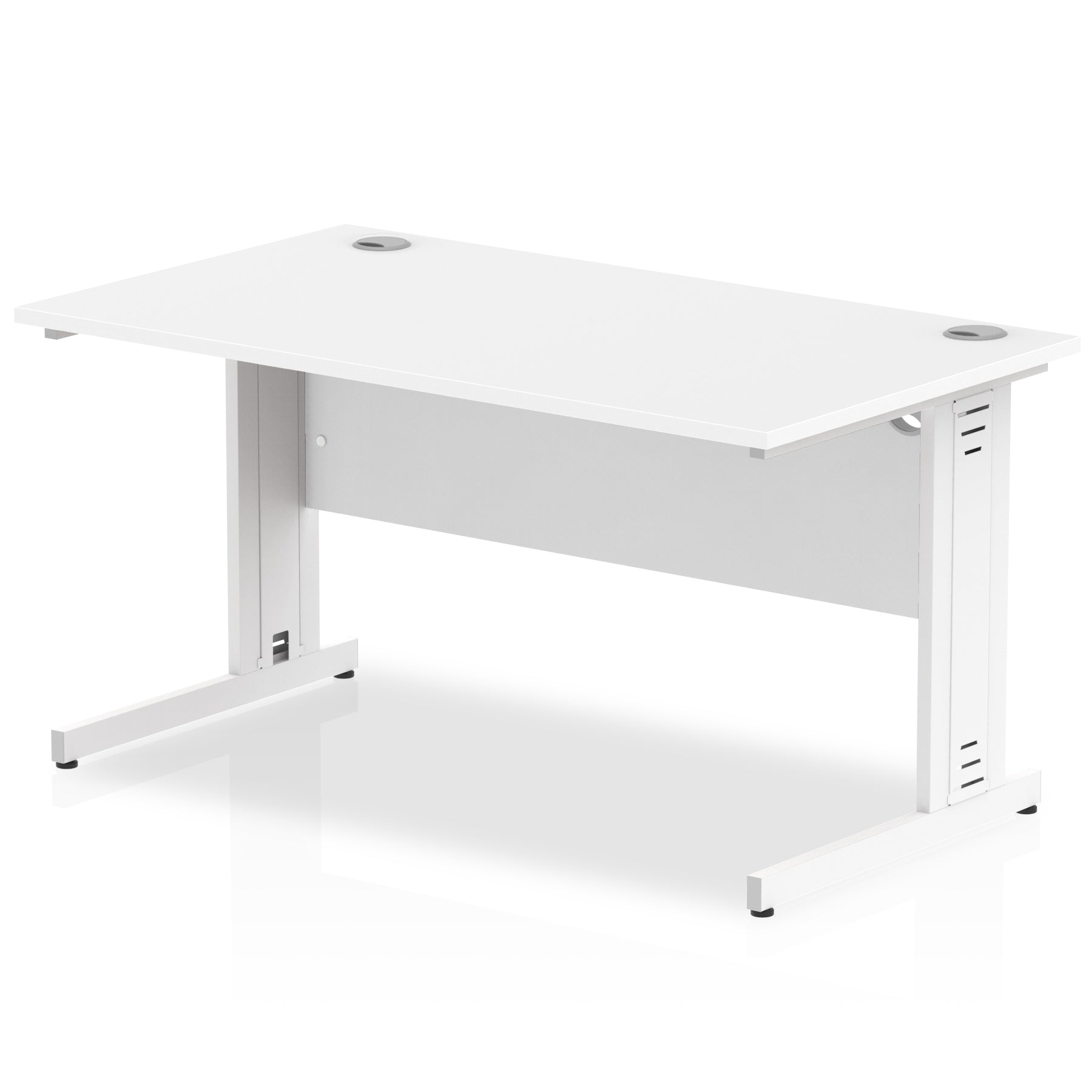 Impulse 800mm deep Straight Desk with White Top and White Cable Managed Leg - Price Crash Furniture