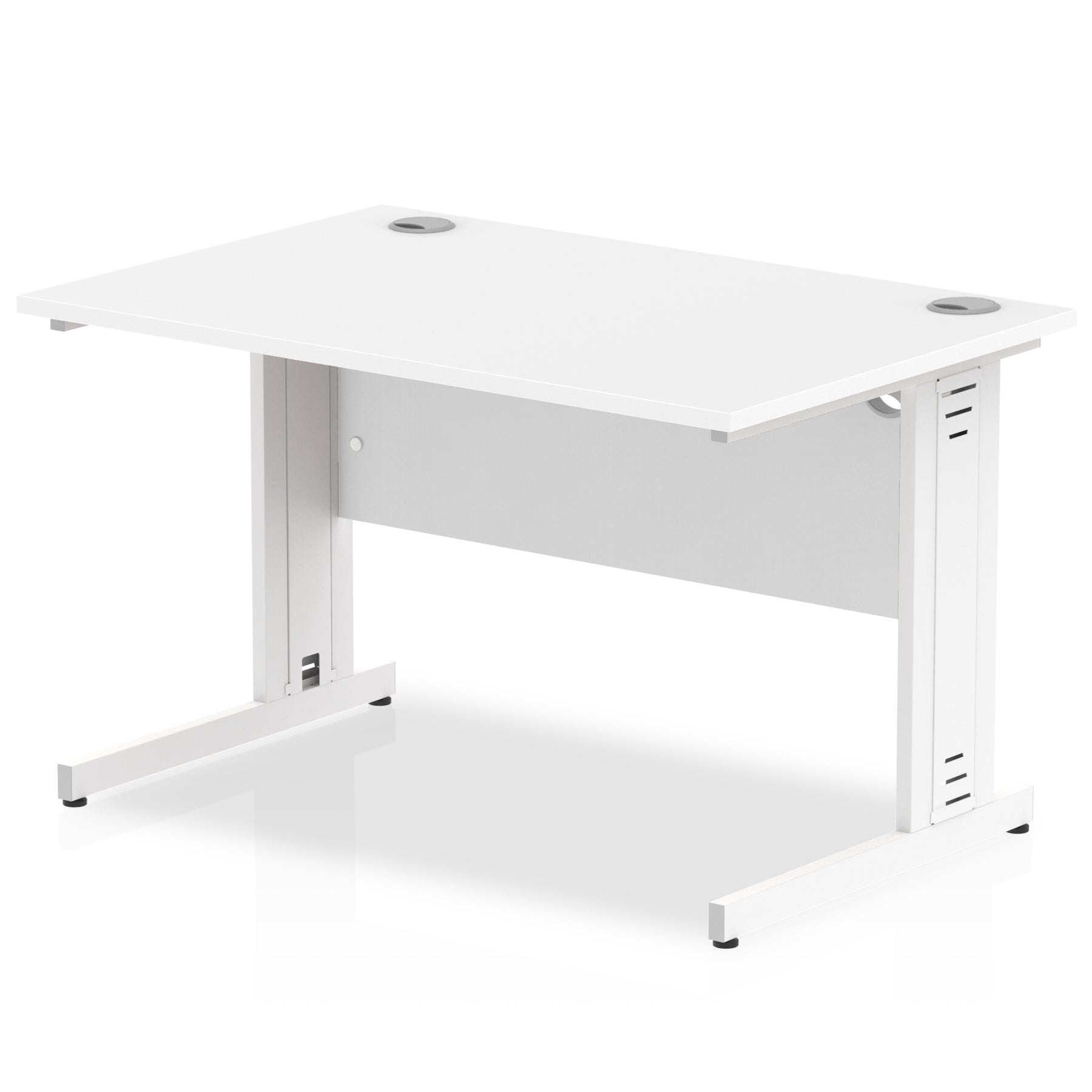 Impulse 800mm deep Straight Desk with White Top and White Cable Managed Leg - Price Crash Furniture