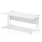 Impulse 800mm deep Straight Desk with White Top and White Cantilever Leg - Price Crash Furniture