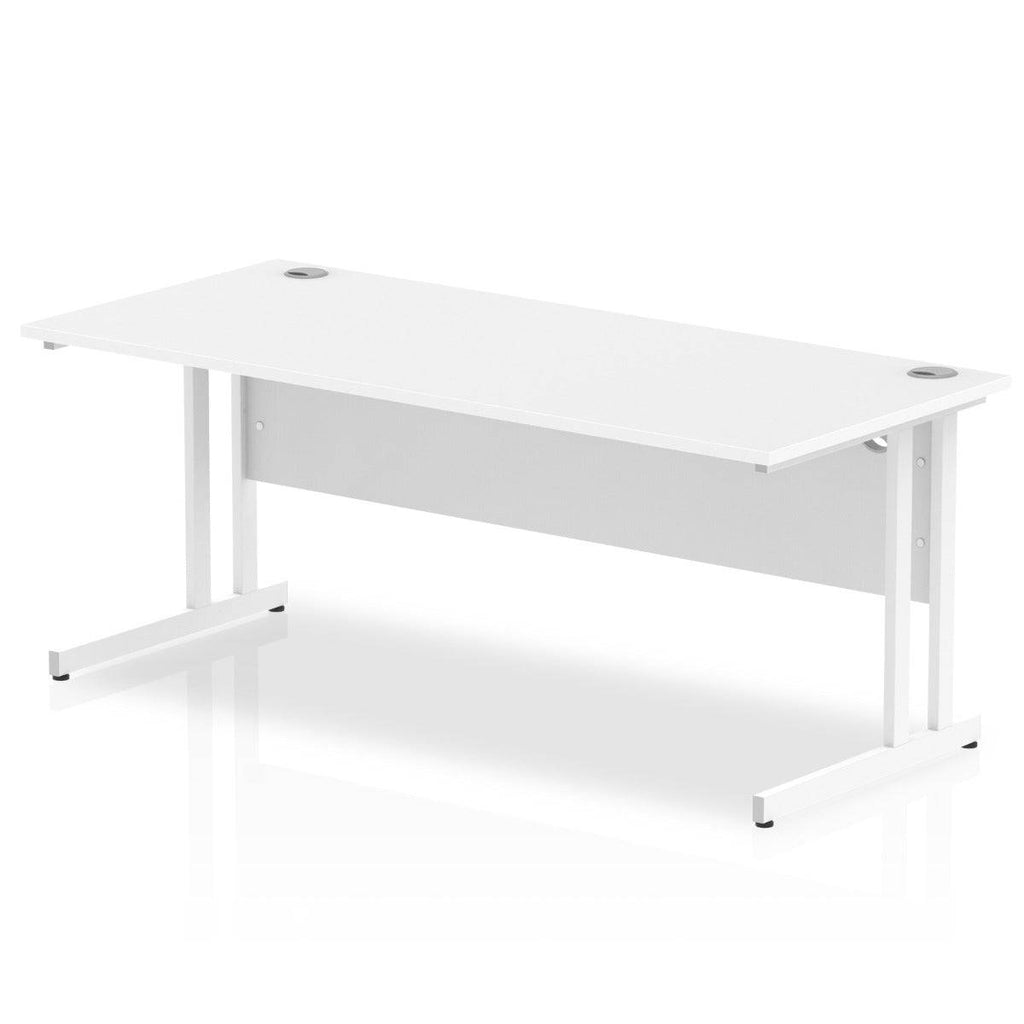 Impulse 800mm deep Straight Desk with White Top and White Cantilever Leg - Price Crash Furniture