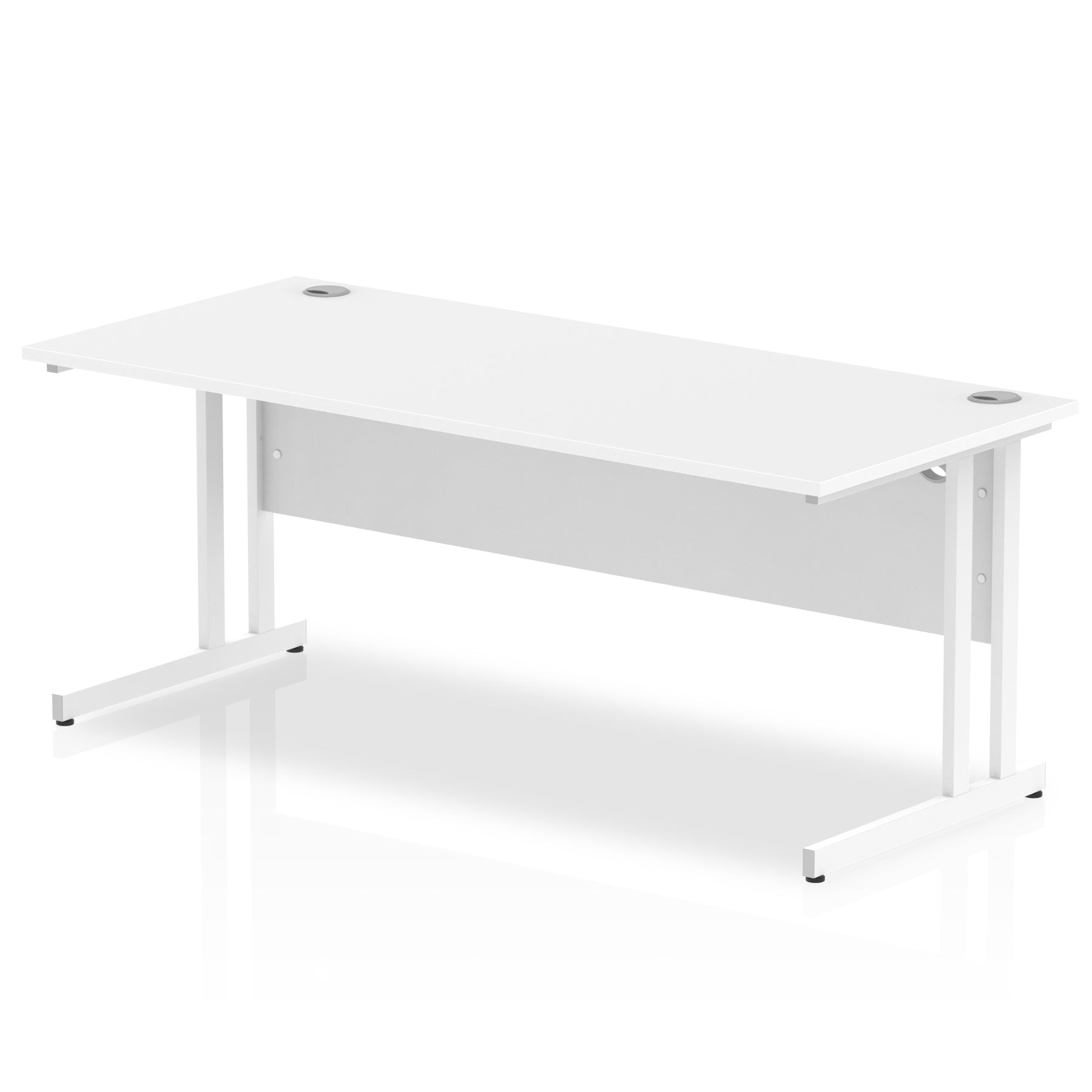 Impulse 800mm deep Straight Desk with White Top and White Cantilever Leg - Price Crash Furniture