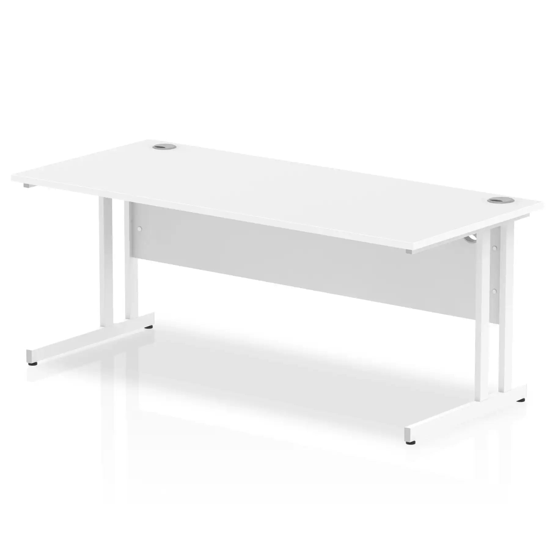 Impulse 800mm deep Straight Desk with White Top and White Cantilever Leg - Price Crash Furniture