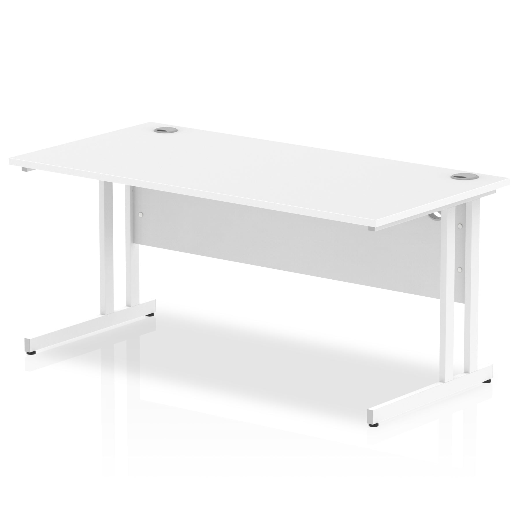 Impulse 800mm deep Straight Desk with White Top and White Cantilever Leg - Price Crash Furniture