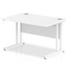 Impulse 800mm deep Straight Desk with White Top and White Cantilever Leg - Price Crash Furniture