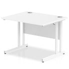 Impulse 800mm deep Straight Desk with White Top and White Cantilever Leg - Price Crash Furniture