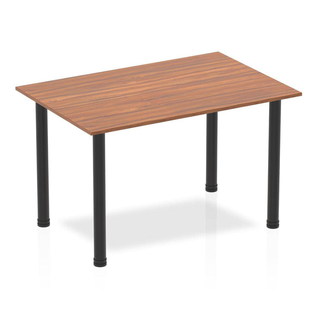 Impulse Square Table Walnut Top Black Post Leg - Price Crash Furniture