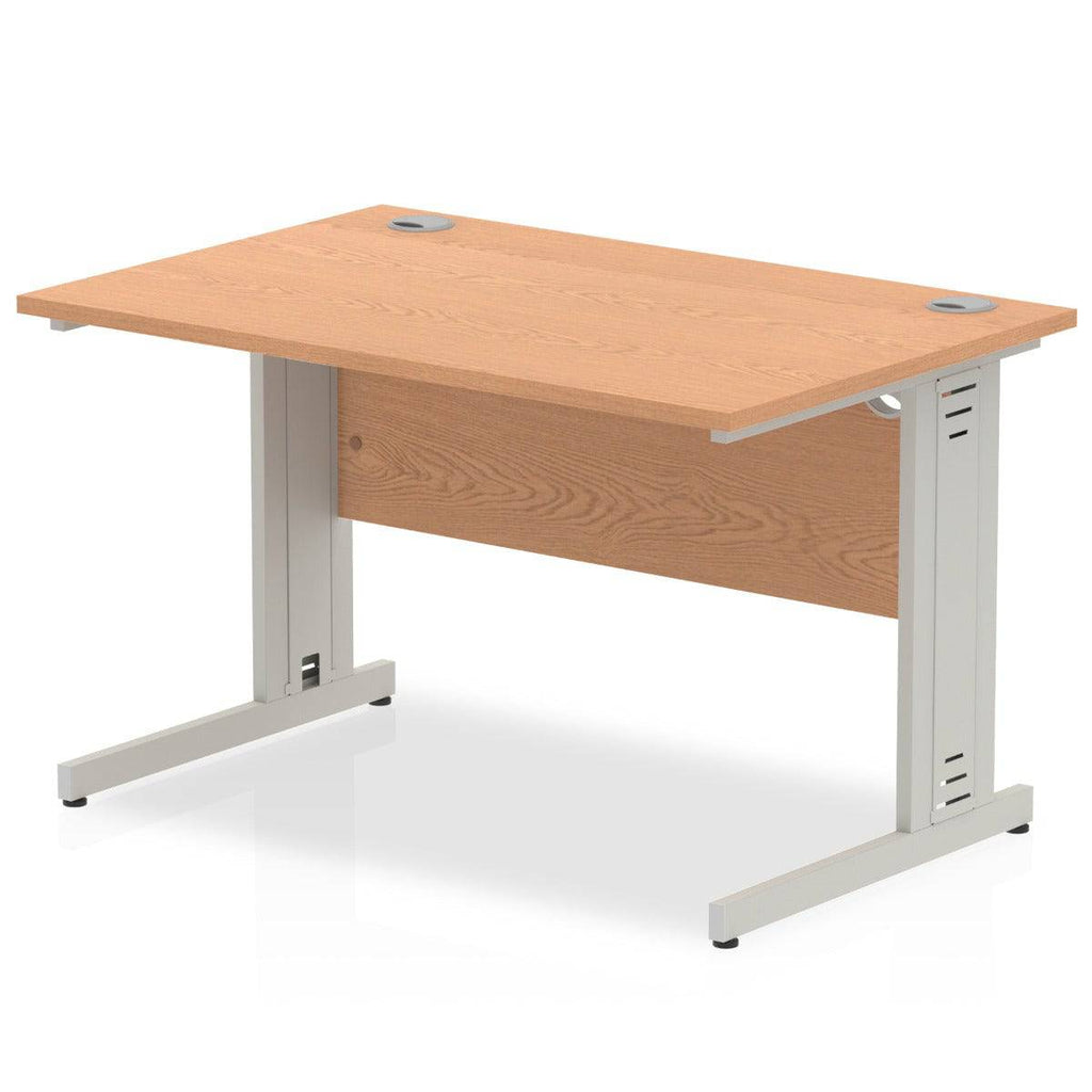 Impulse Straight Desk with Oak Top and Silver Cable Managed Leg - Price Crash Furniture