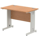 Impulse Straight Desk with Oak Top and Silver Cable Managed Leg - Price Crash Furniture