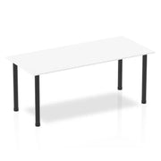 Impulse Straight Table White Top Black Post Leg - Price Crash Furniture