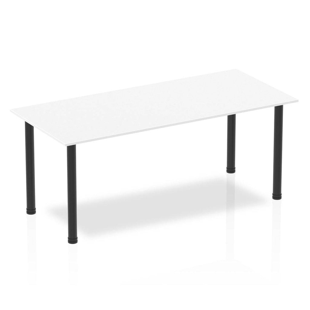 Impulse Straight Table White Top Black Post Leg - Price Crash Furniture