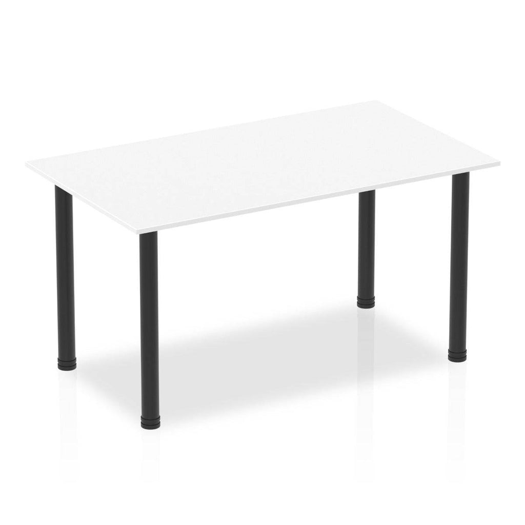 Impulse Straight Table White Top Black Post Leg - Price Crash Furniture
