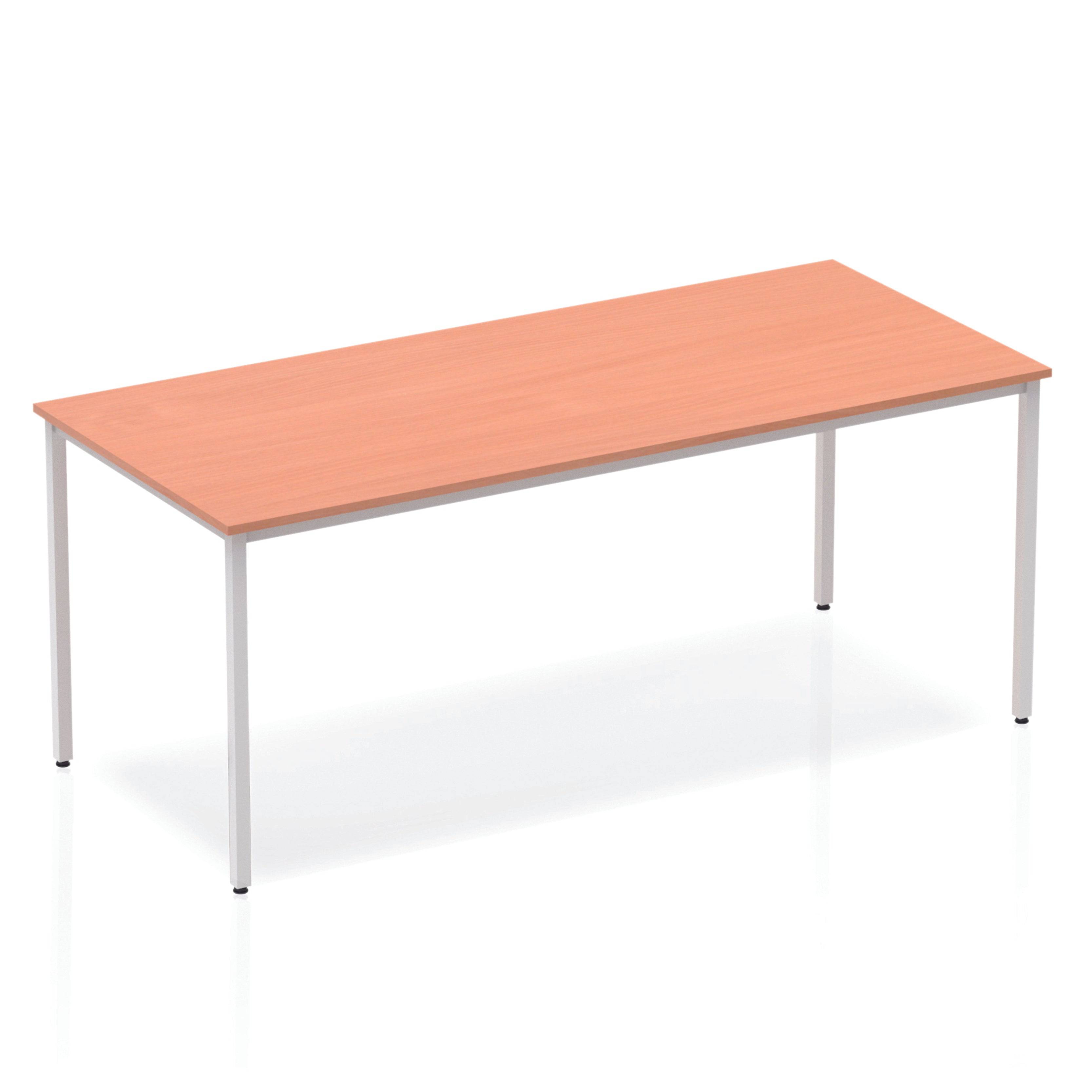 Impulse Straight Table with Beech Top and Silver Box Frame Leg - Price Crash Furniture