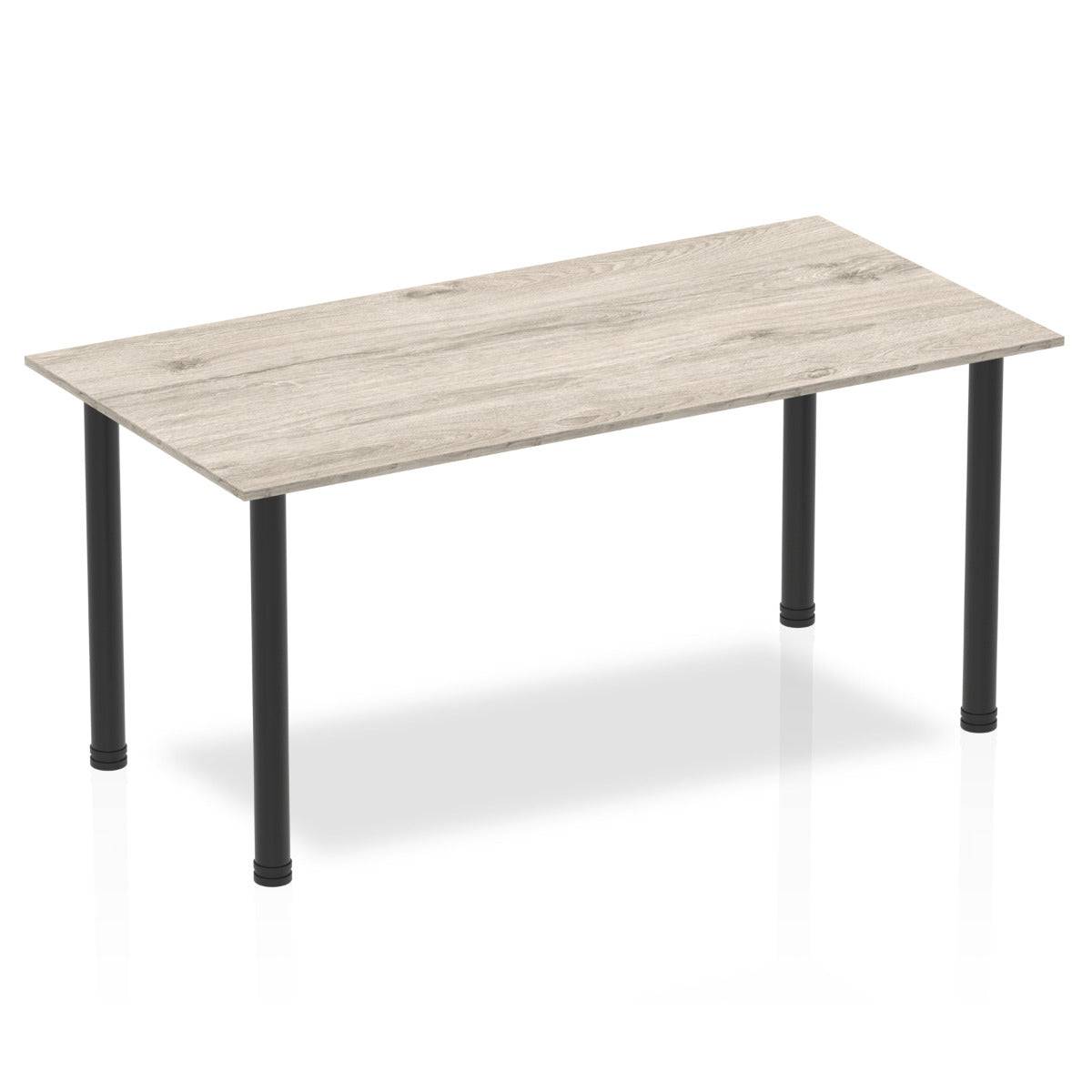 Impulse Straight Table with Grey Oak Top and Black Post Leg - Price Crash Furniture