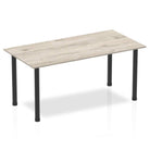 Impulse Straight Table with Grey Oak Top and Black Post Leg - Price Crash Furniture