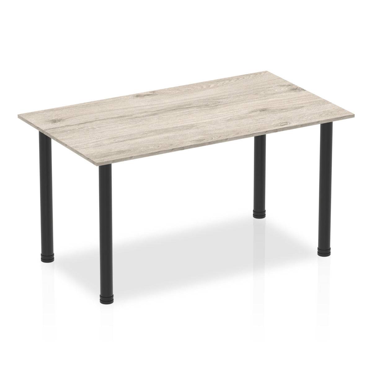 Impulse Straight Table with Grey Oak Top and Black Post Leg - Price Crash Furniture