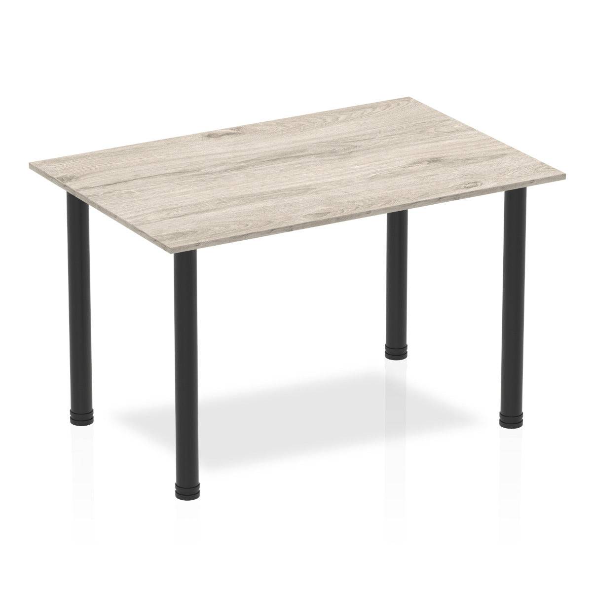 Impulse Straight Table with Grey Oak Top and Black Post Leg - Price Crash Furniture