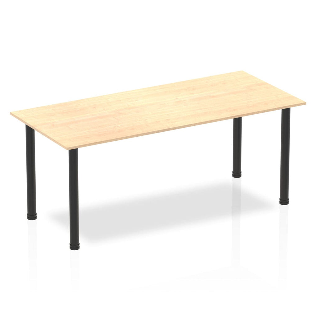 Impulse Straight Table with Maple Top and Black Post Leg - Price Crash Furniture