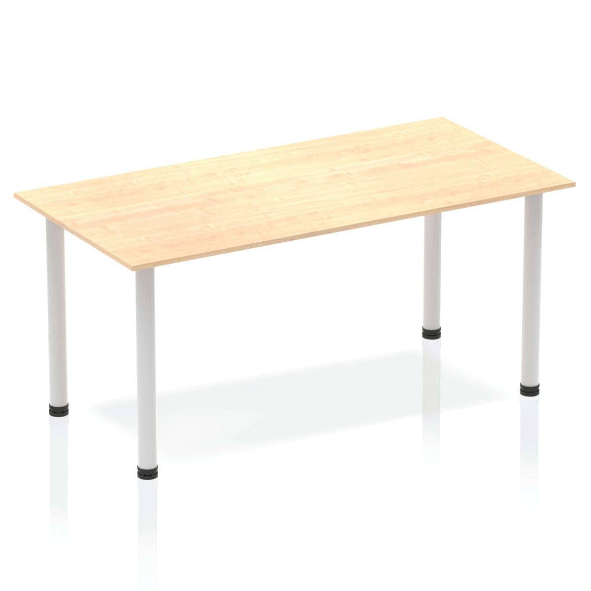 Impulse Straight Table with Maple Top and Silver Post Leg - Price Crash Furniture