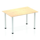 Impulse Straight Table with Maple Top and Silver Post Leg - Price Crash Furniture