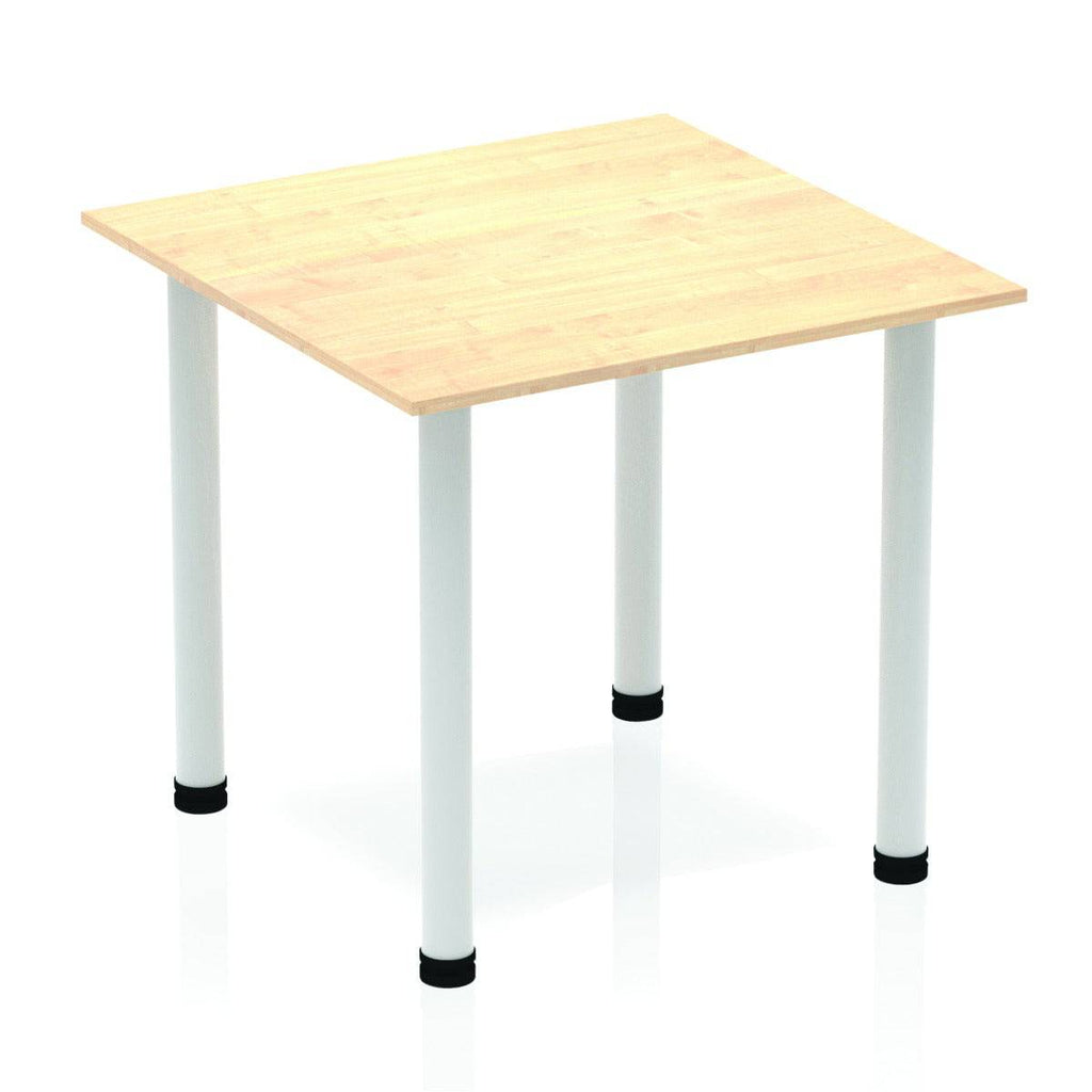 Impulse Straight Table with Maple Top and Silver Post Leg - Price Crash Furniture