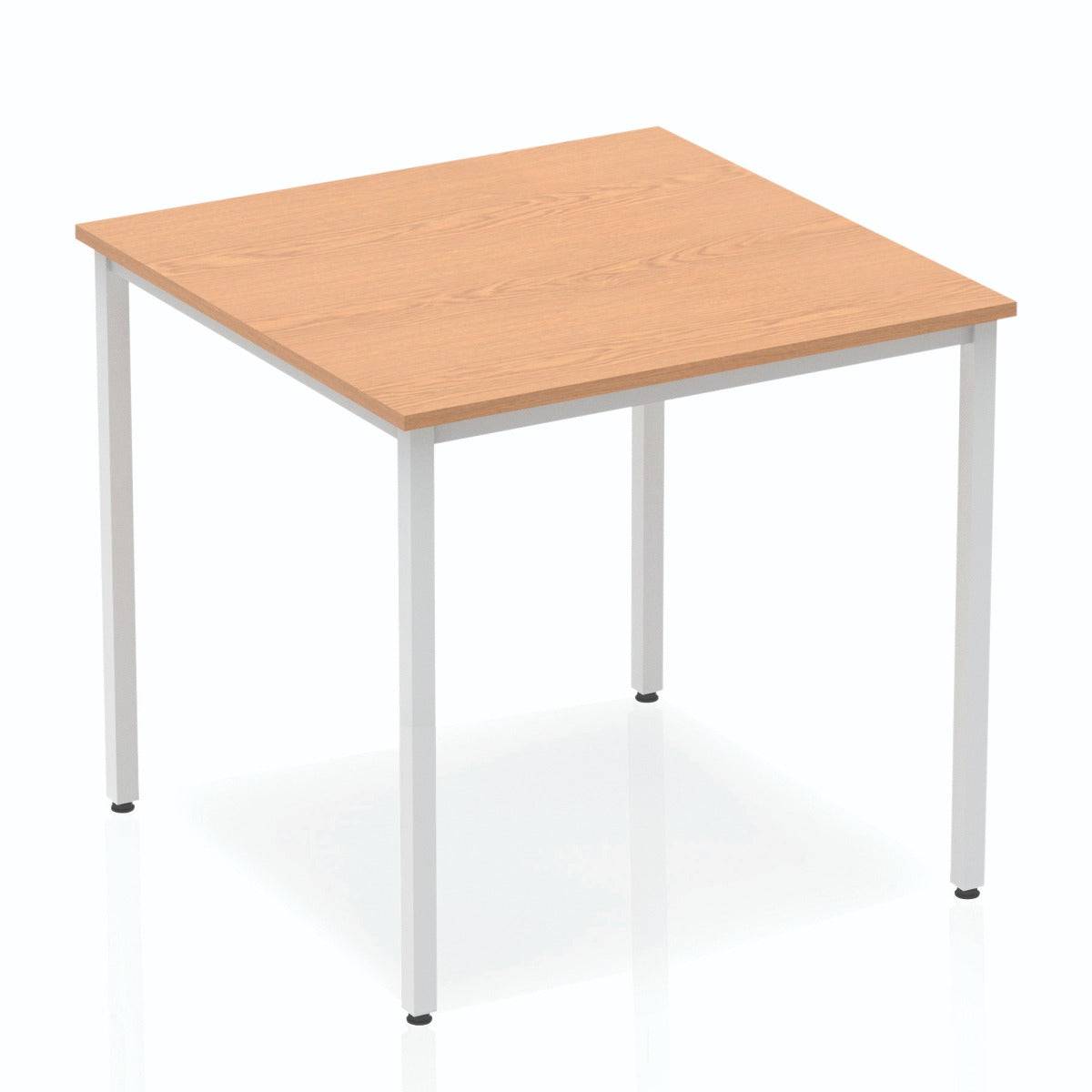 Impulse Straight Table with Oak Top and Silver Box Frame Leg - Price Crash Furniture