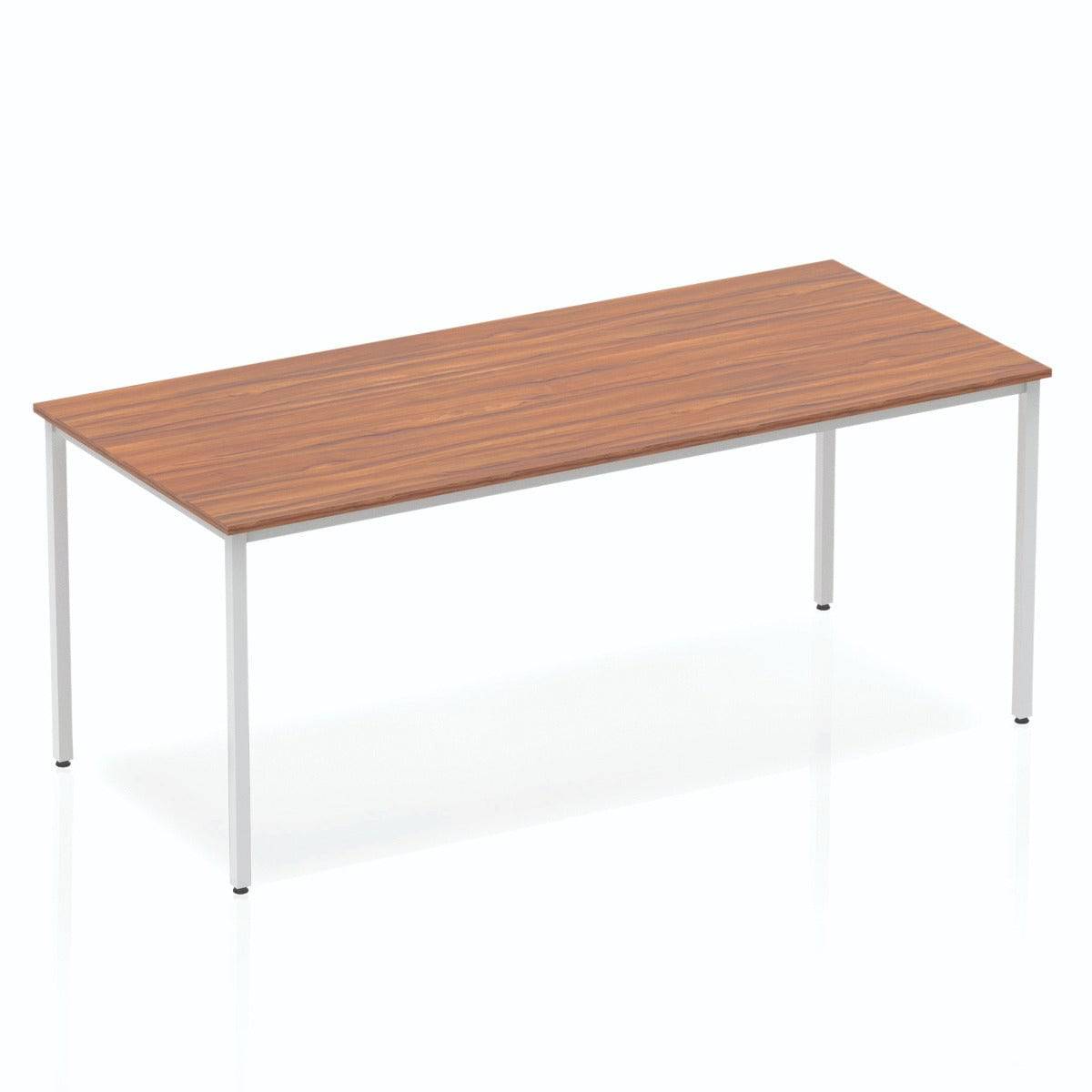 Impulse Straight Table with Walnut Top and Silver Box Frame Leg - Price Crash Furniture