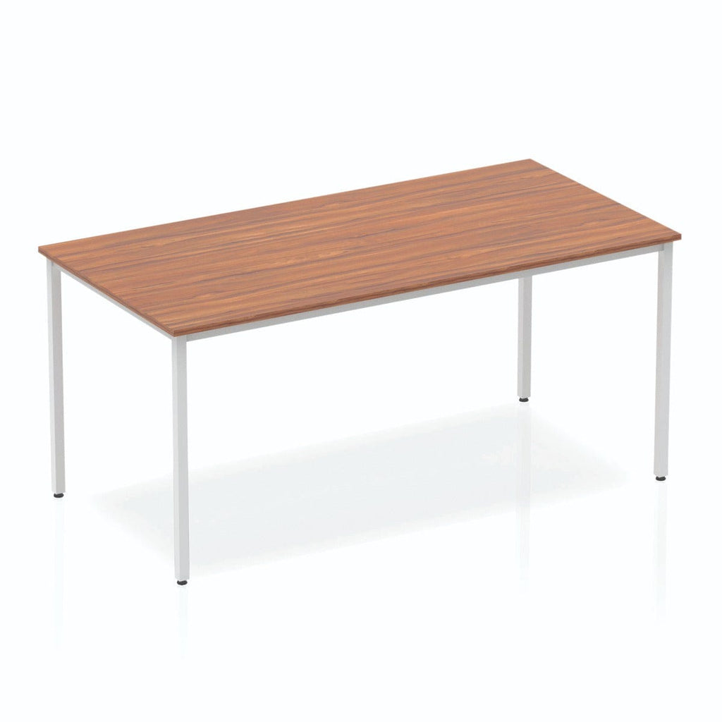 Impulse Straight Table with Walnut Top and Silver Box Frame Leg - Price Crash Furniture