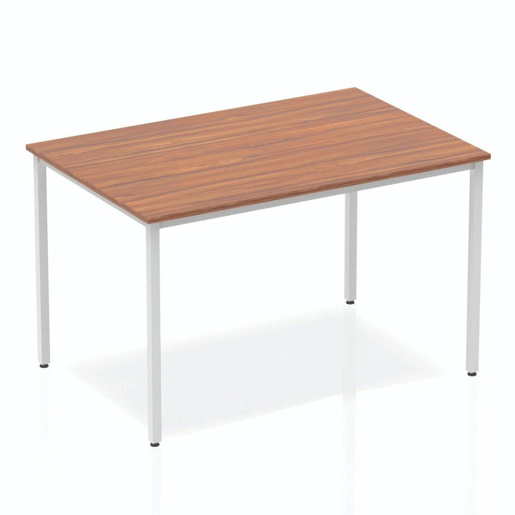 Impulse Straight Table with Walnut Top and Silver Box Frame Leg - Price Crash Furniture