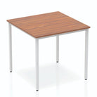 Impulse Straight Table with Walnut Top and Silver Box Frame Leg - Price Crash Furniture