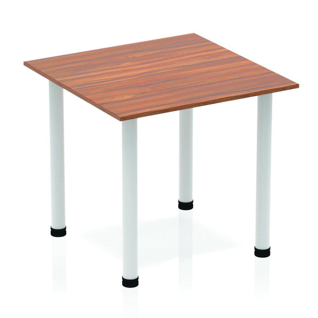 Impulse Straight Table with Walnut Top and Silver Post Leg - Price Crash Furniture