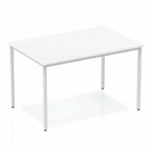 Impulse Straight Table with White Top and Silver Box Frame Leg - Price Crash Furniture