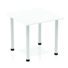 Impulse Straight Table with White Top and Silver Post Leg - Price Crash Furniture