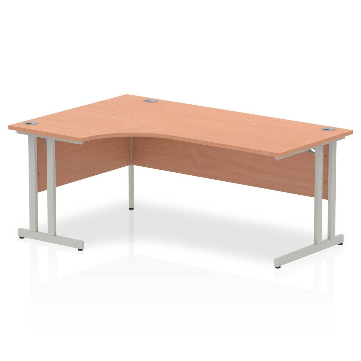 Impulse Crescent Desk with Beech Top and Silver Cantilever Leg - Price Crash Furniture