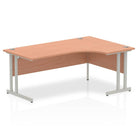 Impulse Crescent Desk with Beech Top and Silver Cantilever Leg - Price Crash Furniture