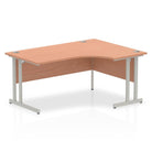 Impulse Crescent Desk with Beech Top and Silver Cantilever Leg - Price Crash Furniture