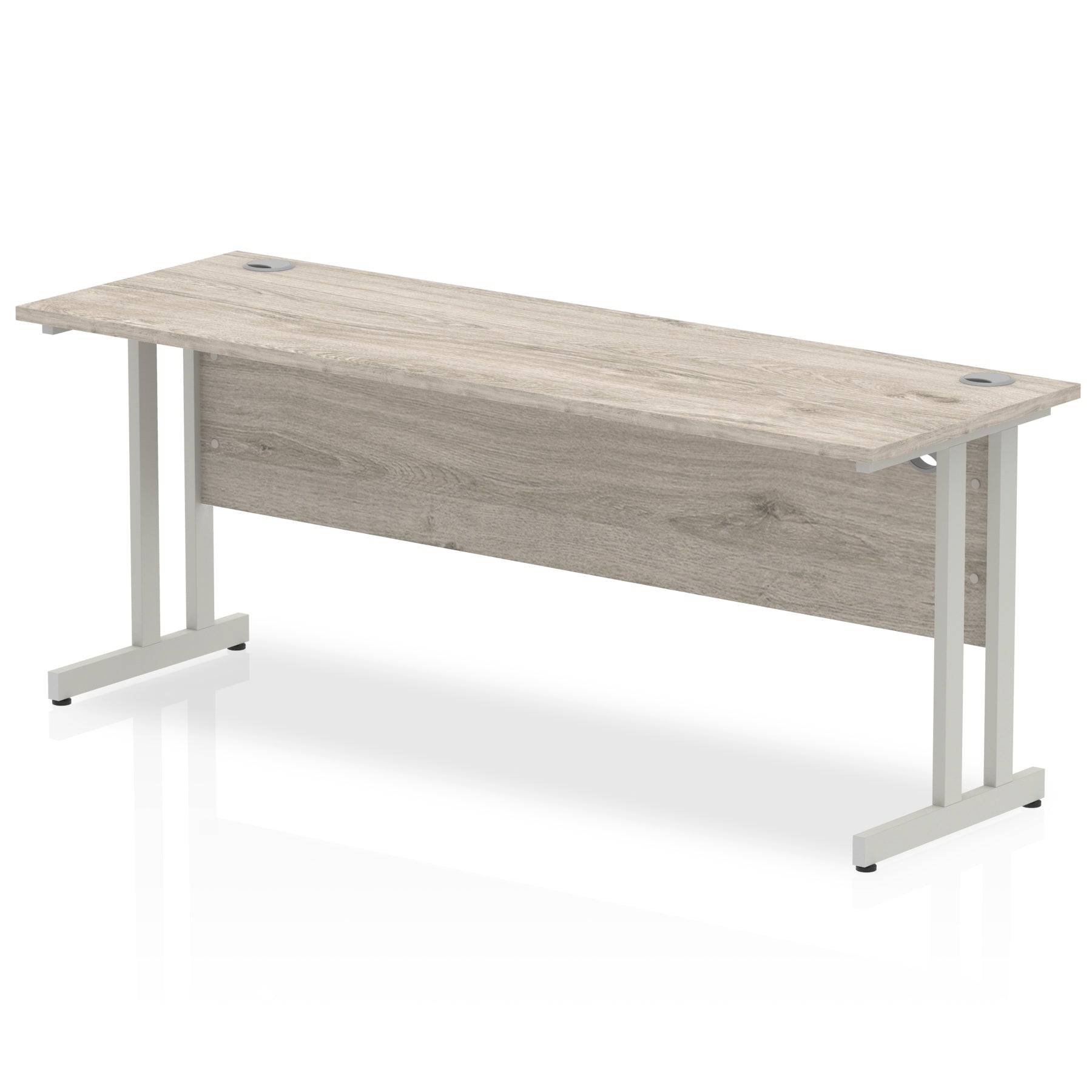 Impulse 600mm deep Straight Desk with Grey Oak Top and Silver Cantilever Leg - Price Crash Furniture