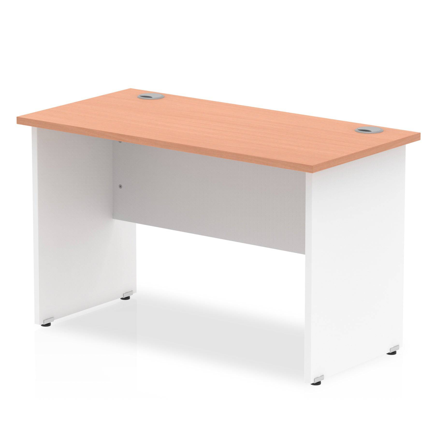 Impulse 600mm Straight Desk with Beech Top and White Panel End Leg - Price Crash Furniture