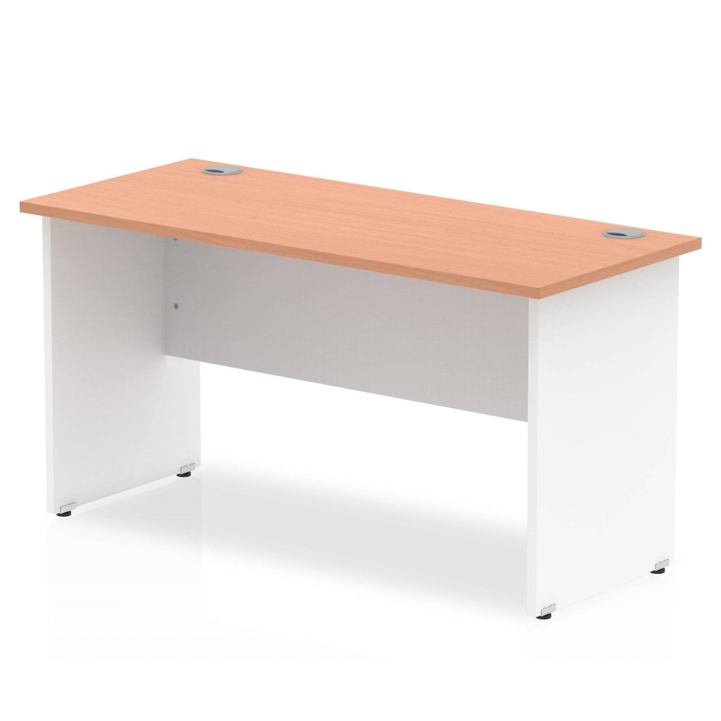 Impulse 600mm Straight Desk with Beech Top and White Panel End Leg - Price Crash Furniture