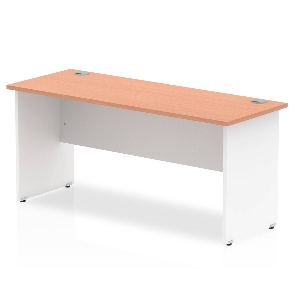 Impulse 600mm Straight Desk with Beech Top and White Panel End Leg - Price Crash Furniture