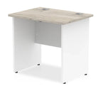 Impulse 600mm Straight Desk with Grey Oak Top and White Panel End Leg - Price Crash Furniture