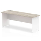 Impulse 600mm Straight Desk with Grey Oak Top and White Panel End Leg - Price Crash Furniture