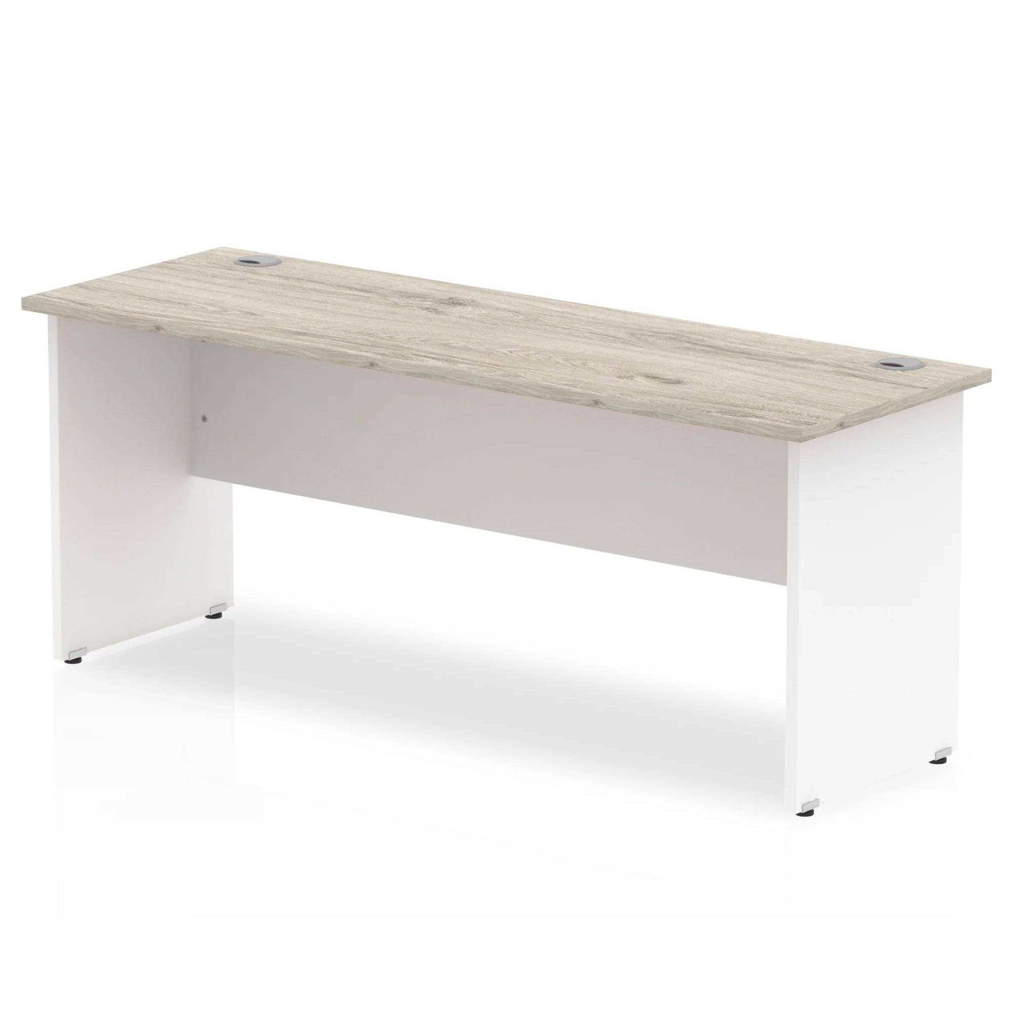 Impulse 600mm Straight Desk with Grey Oak Top and White Panel End Leg - Price Crash Furniture