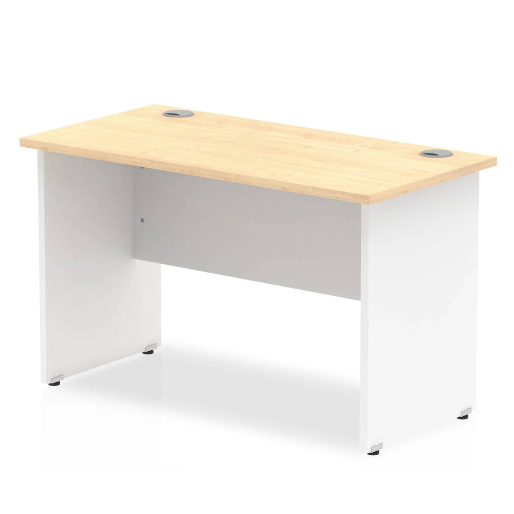 Impulse 600mm Straight Desk with Maple Top and White Panel End Leg - Price Crash Furniture