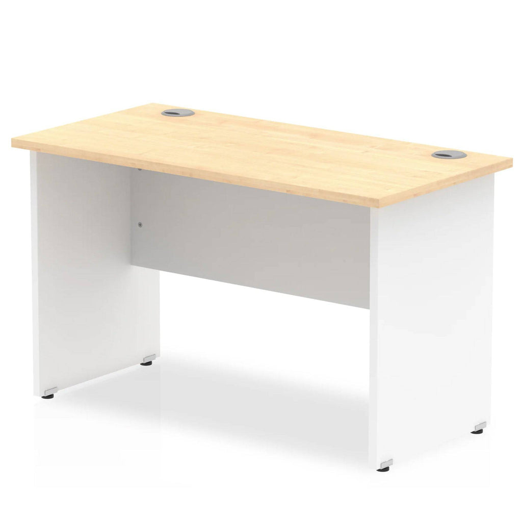 Impulse 600mm Straight Desk with Maple Top and White Panel End Leg - Price Crash Furniture