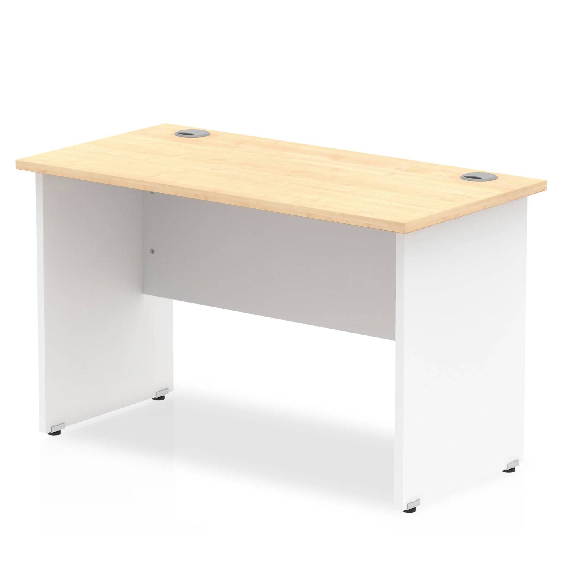 Impulse 600mm Straight Desk with Maple Top and White Panel End Leg - Price Crash Furniture