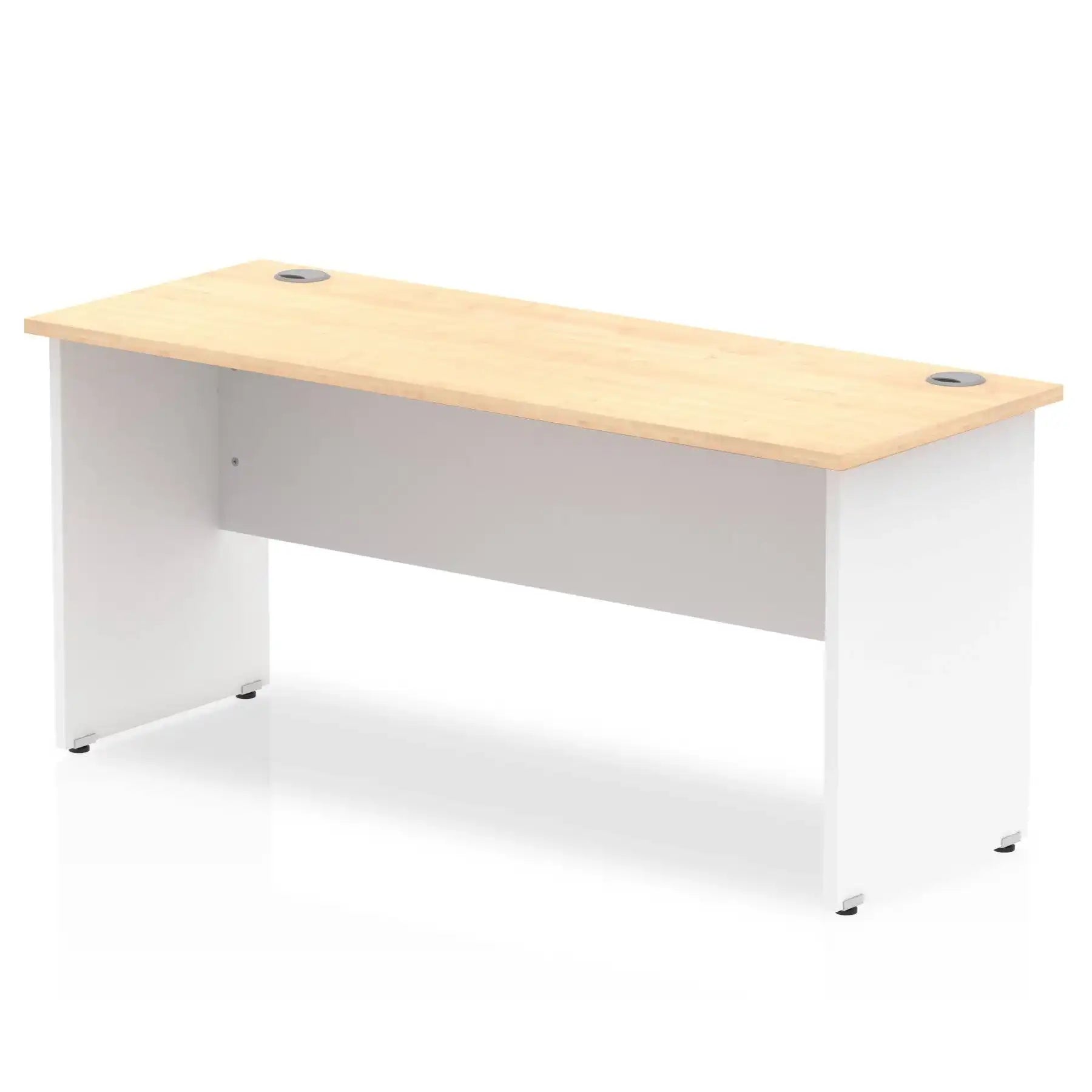 Impulse 600mm Straight Desk with Maple Top and White Panel End Leg - Price Crash Furniture
