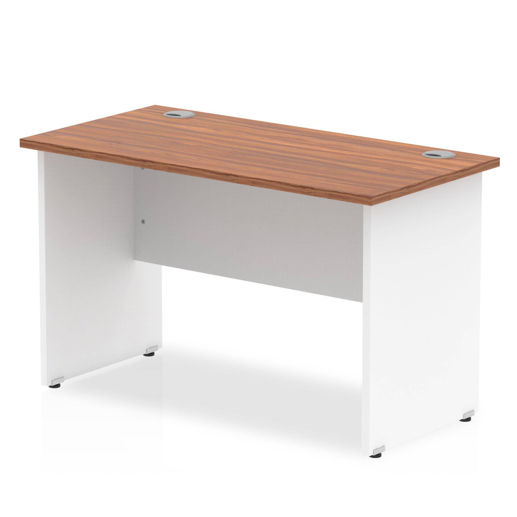 Impulse 600mm Straight Desk with Walnut Top and White Panel End Leg - Price Crash Furniture