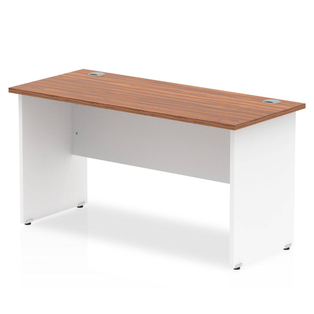 Impulse 600mm Straight Desk with Walnut Top and White Panel End Leg - Price Crash Furniture